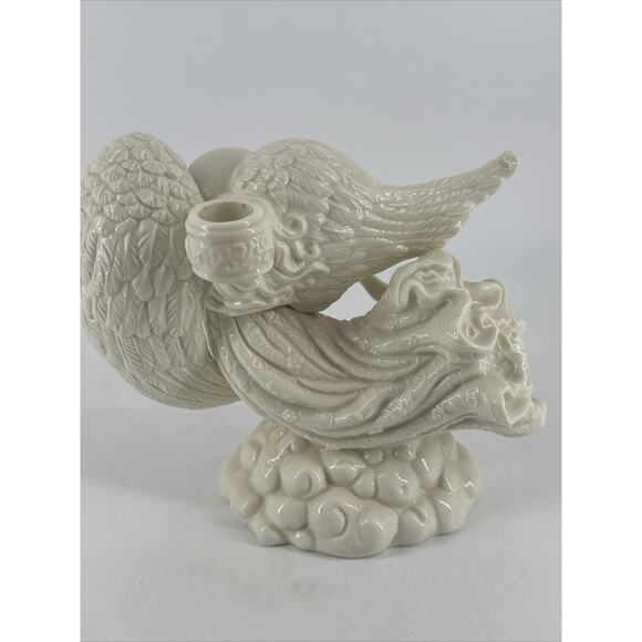 Candle Holder Porcelain Angel Ivory 6.85” T x 9” W x 3.6” D Palm Tree 2000 - Picture 8 of 11
